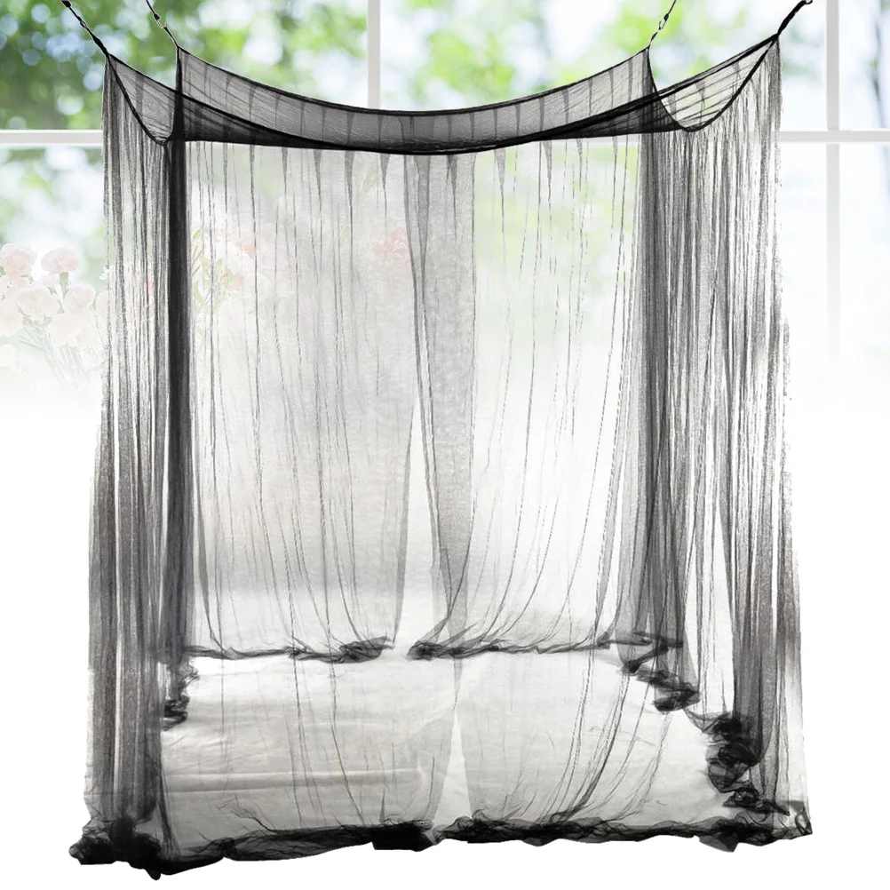 

190x210x240cm European Style Mosquito Net Bed Canopy Fine Polyester Fabric for Baby Crib Single Double Bed Black
