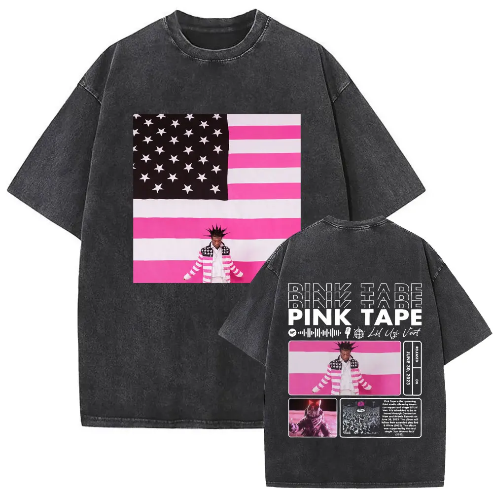 

Rapper Rapper Lil Uzi Vert Vintage Washed T-shirt Men Women 100% Cotton Casual Oversized T Shirts Male Hip Hop Retro Streetwear