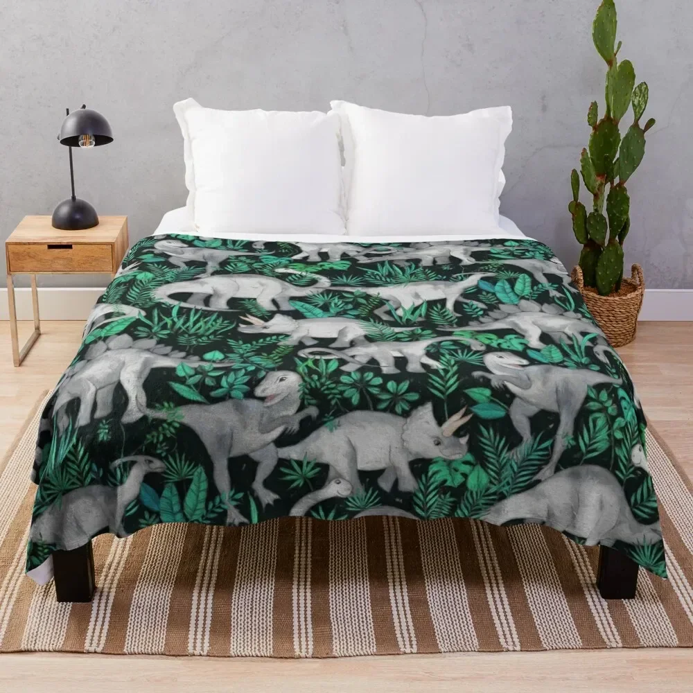 

Dinosaur Jungle Throw Blanket Bed Fashionable Moving Blankets