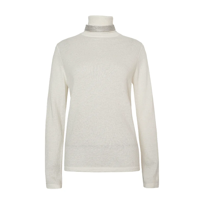 BC-436 In Stock Luxury Turtleneck Neckhole Long Sleeved Knitwear Women Knit Tops Cashmere Knit Woman Knitwear Clothes