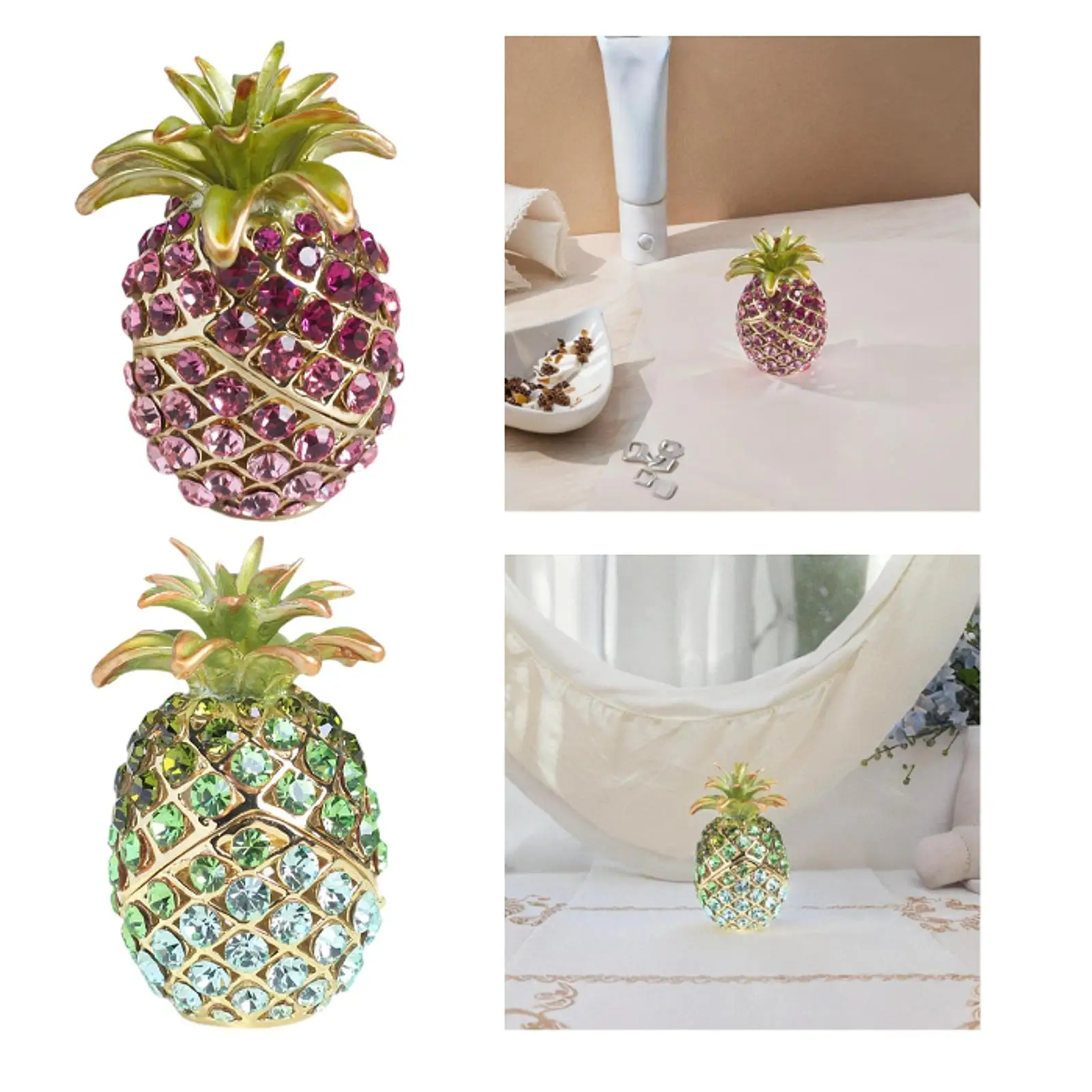 

Ананасовая шкатулка для безделушек, эмалированная шкатулка для драгоценностей, декор, шкатулка для хранения безделушек, ананас