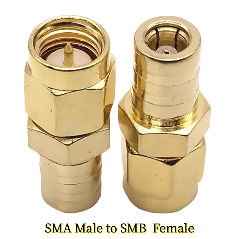 SMA to SMB Connector Antenna Adapter SMB to SMA Male Plug & Female Jack Straight RF Coaxial Connector Brass