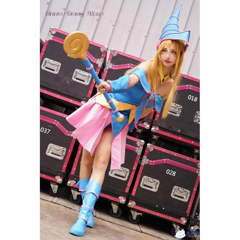 Disfraz de cosplay de chica mago oscuro Yu-gi-oh con sombrero para disfraz de cosplay de mujer