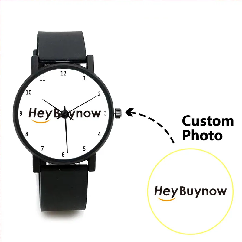 Quartz Watch para homens e mulheres, impressão fotográfica personalizada, logotipo da marca, relógio de moda, presente de aniversário, venda quente, personalizado