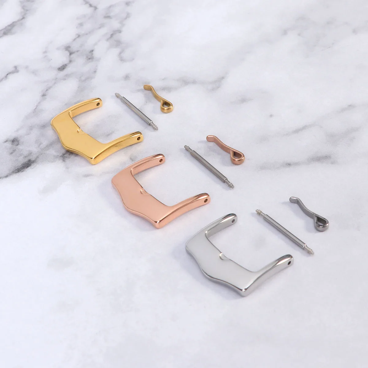 

3 Pcs Gold Stainless Steel Watch Universal Clasp Durable Fits Silicone Electronic Straps Accessories