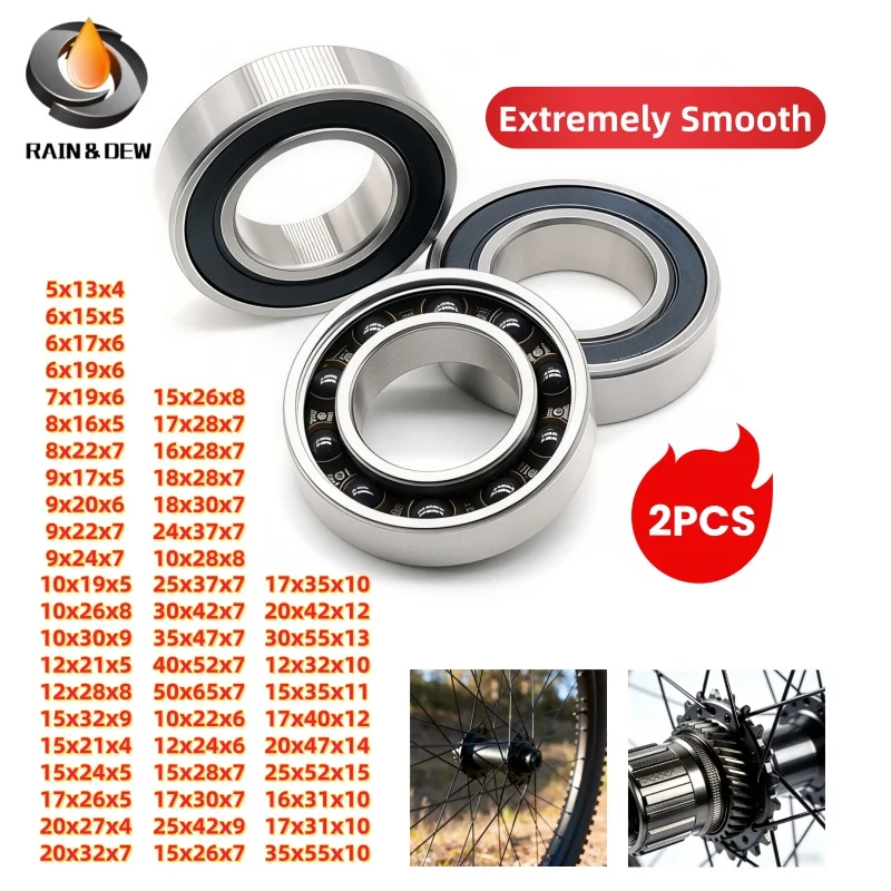 2Pcs Bicycle Hub Bearings Hybrid Ceramic 6800 6802 6805 6806 6900 6902 2RS 15267 16287 17287 18307 24377 Bicycle Ball Bearings