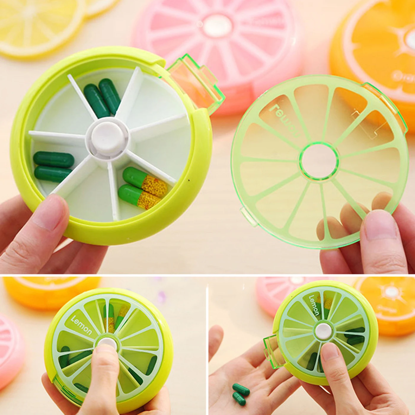 Pill Case Medicine Tablet Travel Pill Box Cute Fruit-shaped Portable Dispenser Organizer Weekly Medicine Storage Container