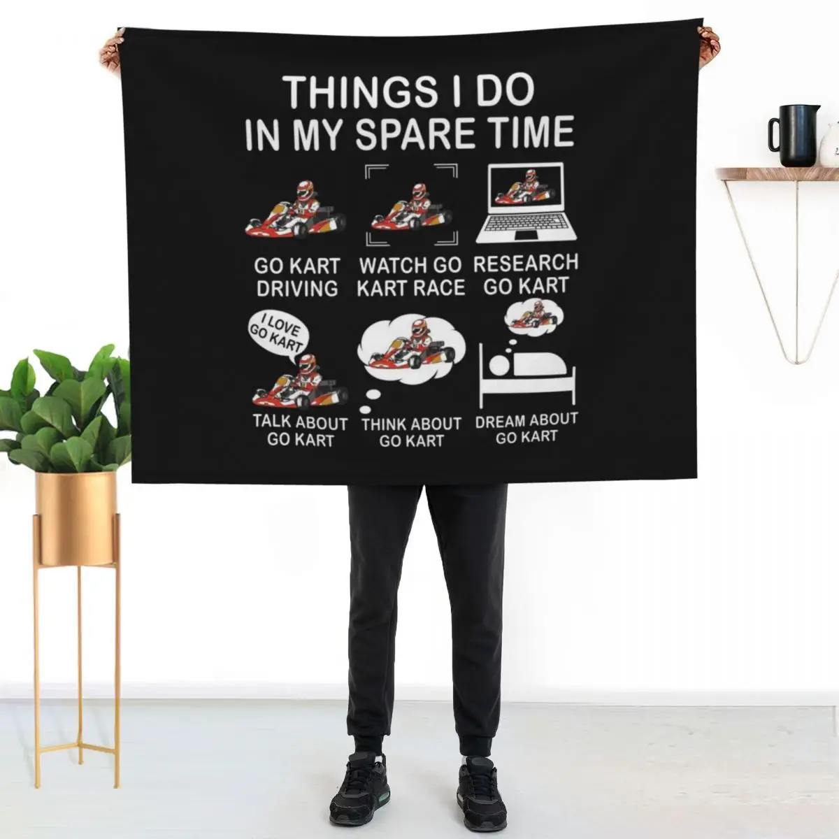 Things I Do In My Spare Time Go Kart Funny Gift For Go Kart Lover Throw Blanket Machine Washable Soft Warm Blanket