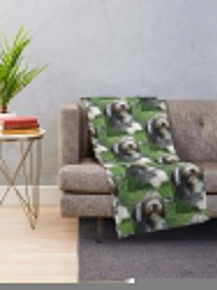 Bearded Collie - Happy Chappy Beardie Throw Blanket Blankets For Bed Furrys blankets and throws Plaid Blankets