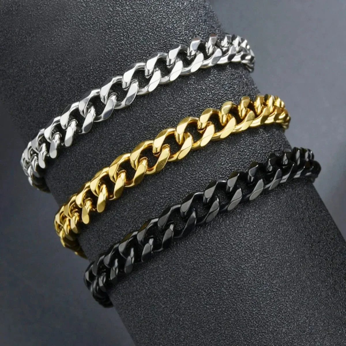 

Fashion Stainless Steel Men Curb Cuban Chain Bracelets Women Bracelet on Hand for Couple Unisex Wrist Hand Jewelry Gift