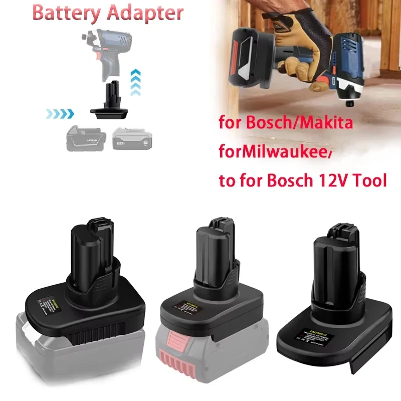 Battery Adapter for Dewalt/Bosch/Makita/Milwaukee18V Battery Convert to for Bosch 12V Cordless Power Tools Battery Converter