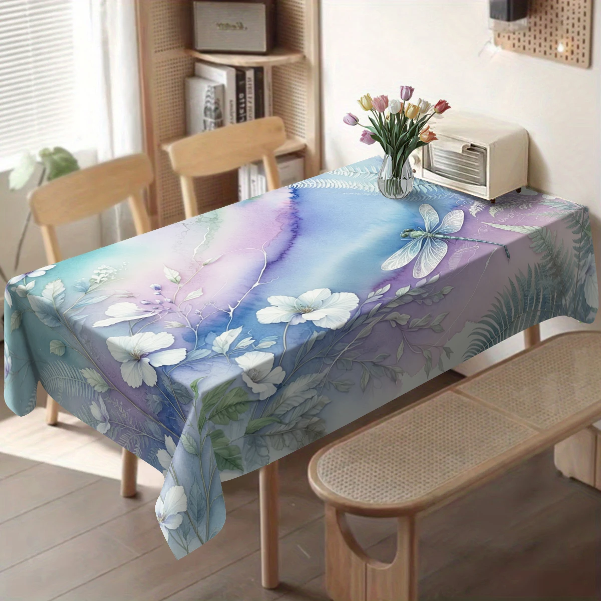 Cute Cartoon Frog Bubble Pattern Polyester Tablecloth - Decorative Dining Table Cover, Lovely Home Restaurant Table Decoration