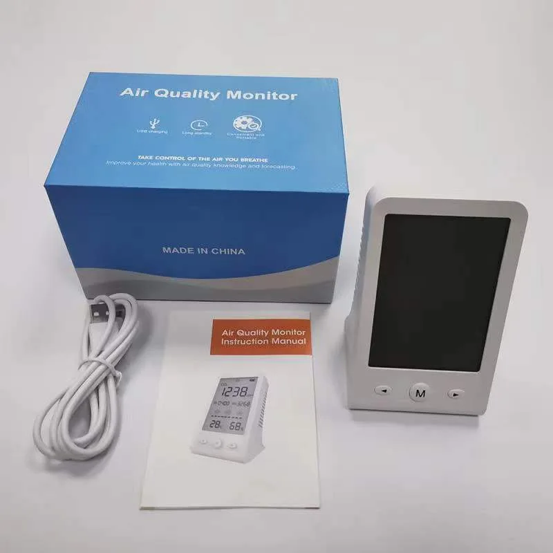 Utility NDIR Co2 Meter Alarm Temperature Humidity Detector 3 In 1 Air Quality Monitor Gas Analyzer With LCD Display USB Recharge