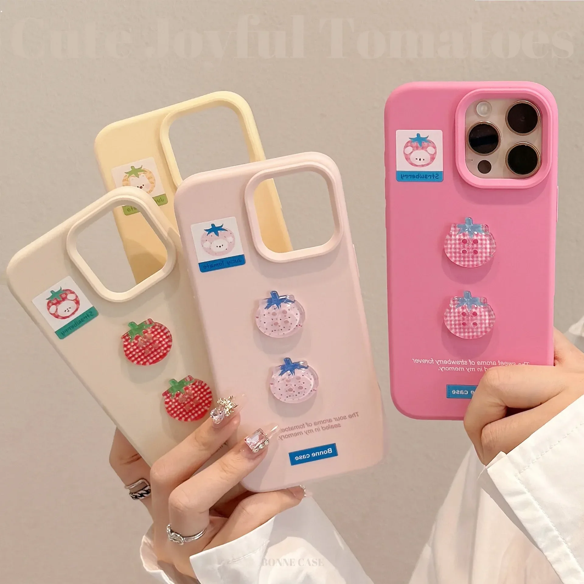 New Colorful Checkered Tomato Button Phone Case for IPhone17 16 15 14 12 13 11 Pro ProMax Plus X XR Shockproof Phone Cover