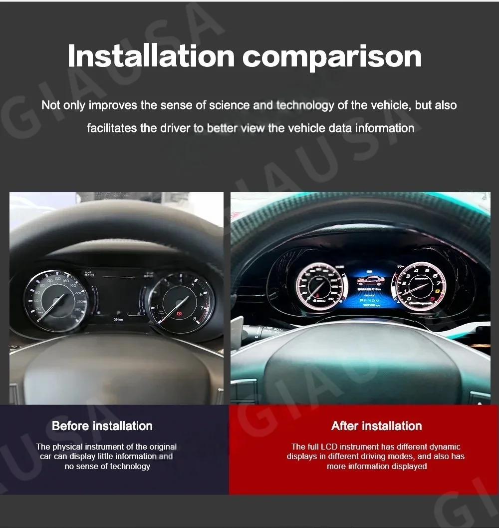 12.3Inch Car Speedometer Digital Cluster For Maserati Quattroporte 2013~2023 LCD Instrument Panel Touch Screen Dashboard Display