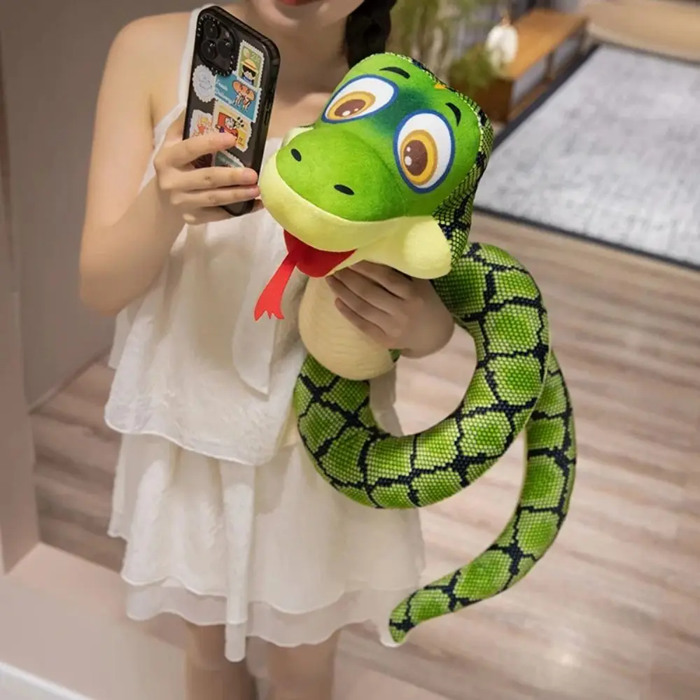 Sitting Big Eyes Snake Plush Toys Plush Comfort Cartoon Stuffed Animal Cute Cartoon Long Snake Reptile Plush Toy Children Gift