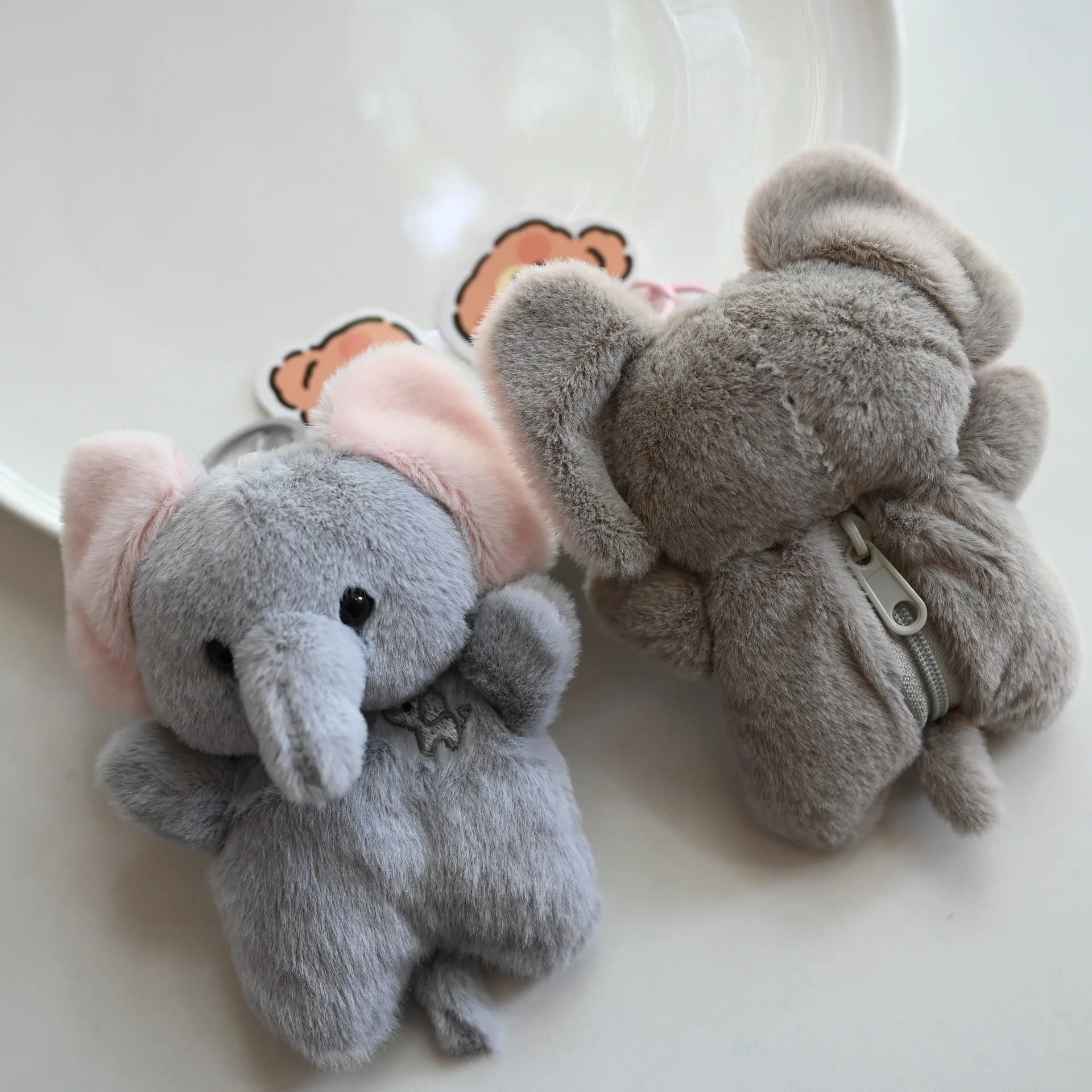 4-Inch Cute Cartoon Elephant Plush Keychain, Versatile Bag Charm, Coin Purse & Storage Toy