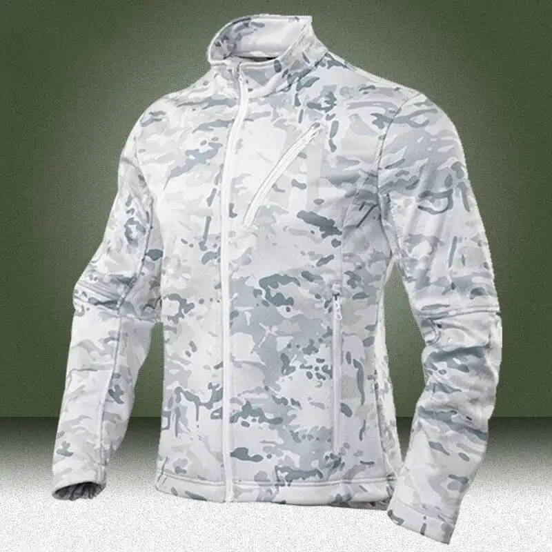 

Winter Civilian Fleece Jacket Men Soft Shell Tactical Wearproof Camouflage Coat Hunting Mountaineering Cycling Windbreakers