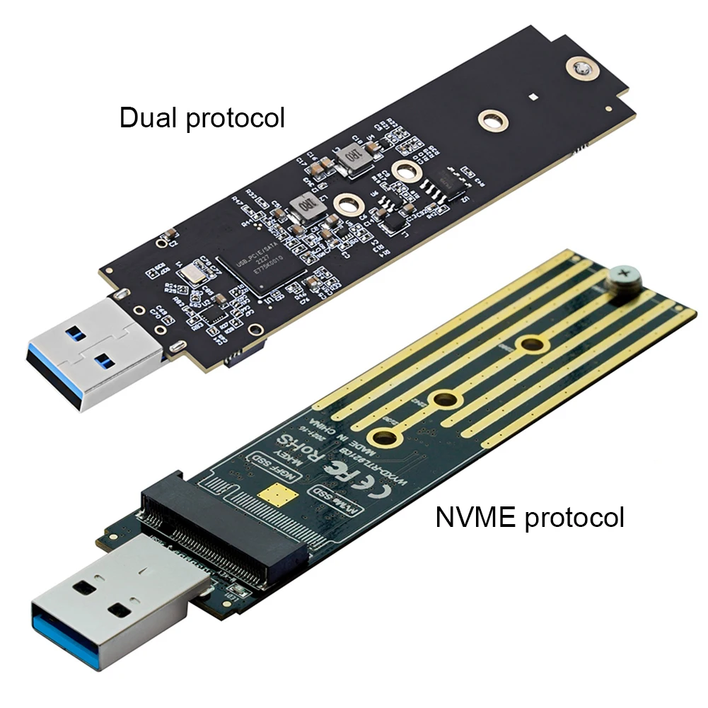 M.2 NVMe USB Adapter 10Gbps USB 3.1 Gen 2 Dual Protocol NVMe SATA M2 SSD Board  Max 2TB Support UASP TRIM