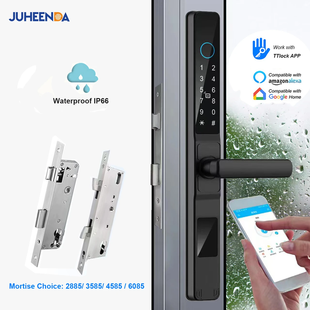 Fingerprint Biometric Slim Waterproof Smart Door Lock Aluminum RFID Card Password TTLock Electronic Fechadura Sliding Door Locks