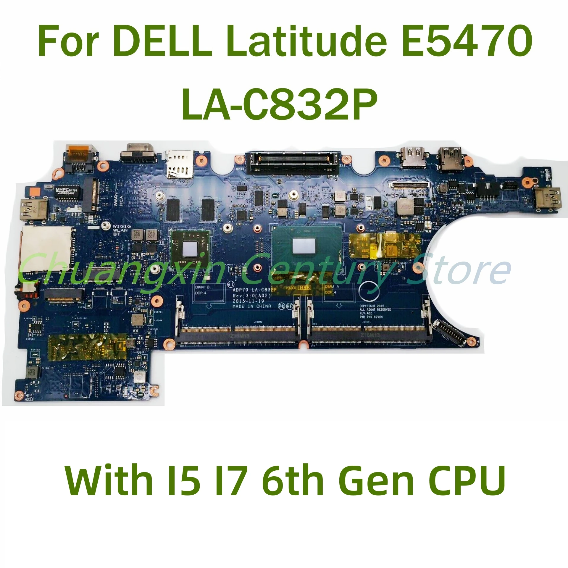 For Dell Latitude 14 5480 E5480 Laptop motherboard LA-C832P with I5 I7 6th Gen CPU 100% Tested Fully Work