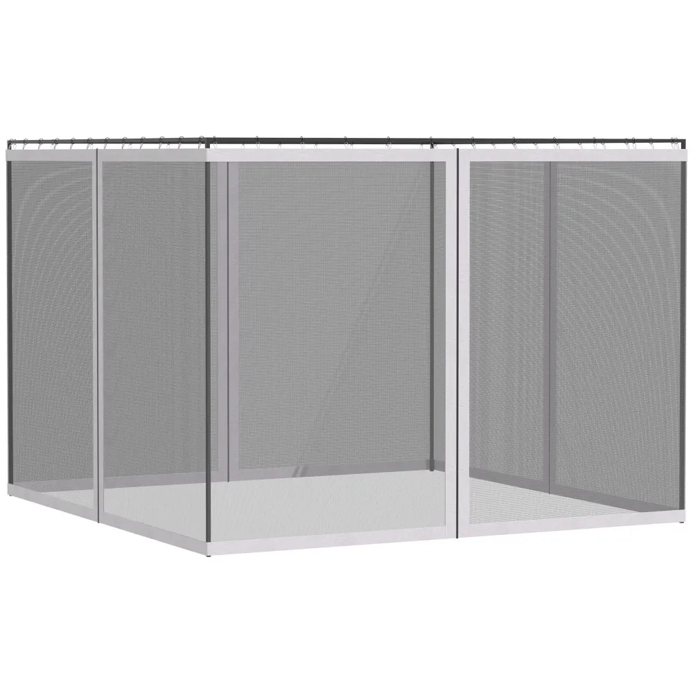 10' x 13' Replacement Mesh Sidewall Netting for Patio Gazebos and Canopy Tents with Zippers (Sidewall Only), White