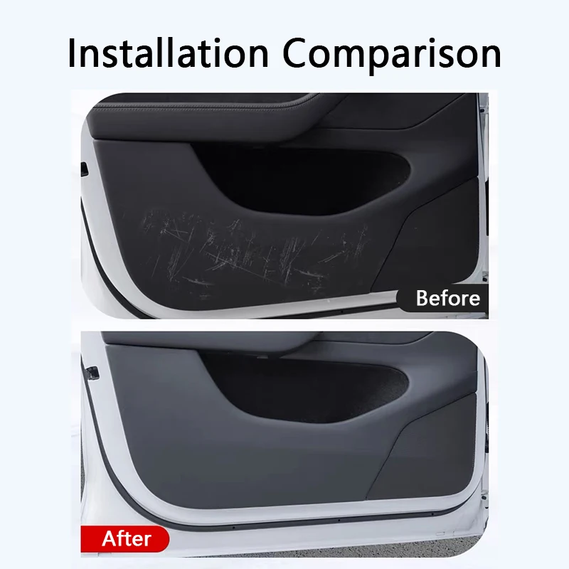 For Tesla Model YL 6-Seater Car Door Anti-Kick Pad Leather Sticker Trim Kit Side Door Protector Cover Car Interior Accessories