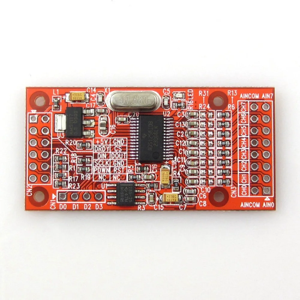 ADS1256 8-way 24-bit ADC data collection module, gain programmable SPI interface, single 5V power supply