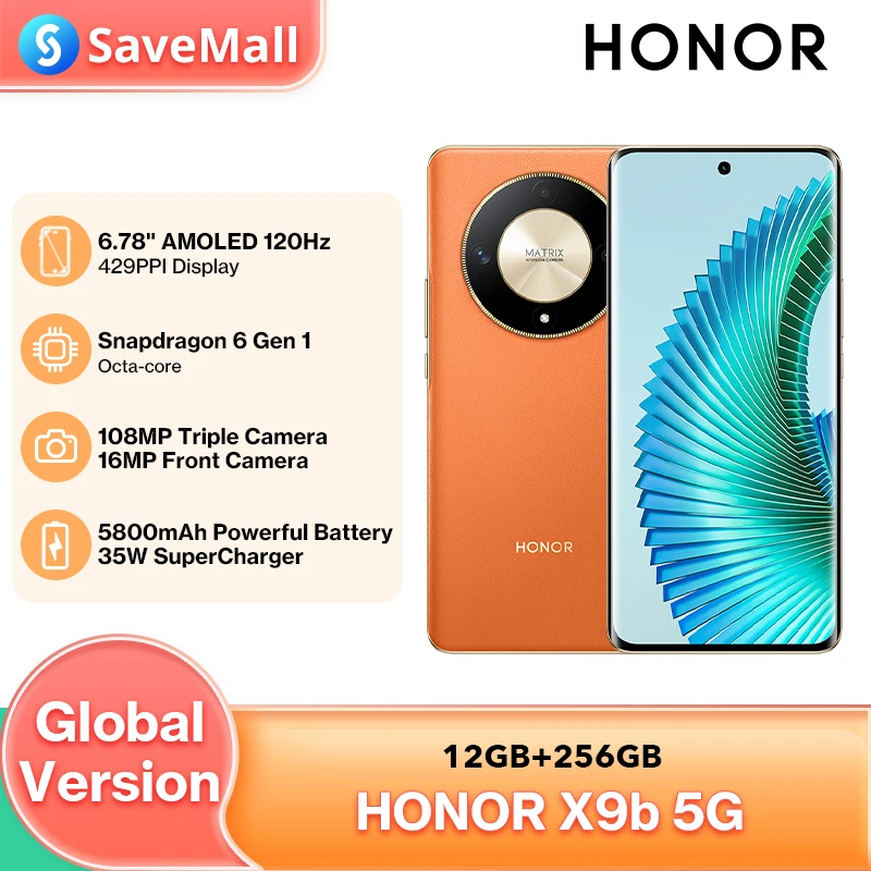 Global Version HONOR  X9b 108MP Triple Cameras 6.78 Inches 1.5K AMOLED 360° Anti-Drop Display 5800mAh Large Battery