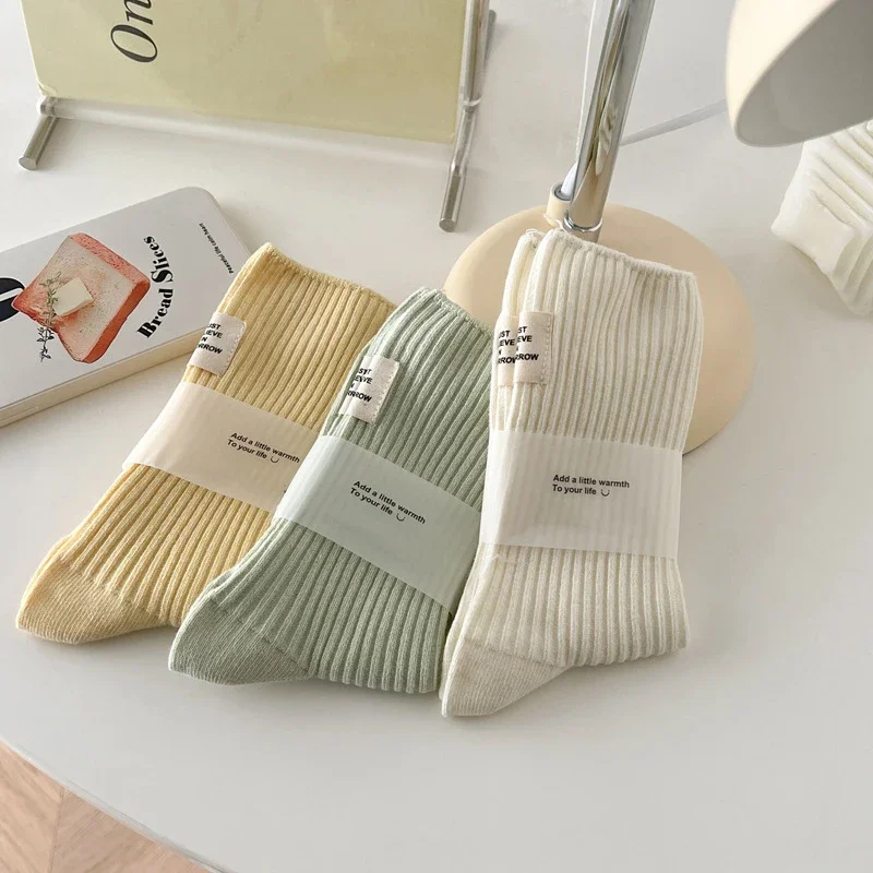 Women Socks Long New High Quality Candy Color Crew Socks Japanese Fashion Cotton Breathable Fresh Colorful Socks Middle Tube