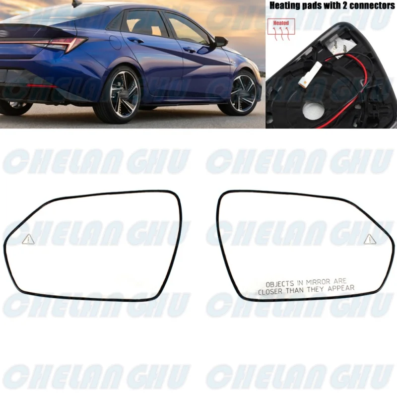 

For Hyundai Elantra 2021 2022 2023 US Version 1 Pair Heated Blind Spot Rear Mirror Glass Car accessories 87611-AA180 87621-AA180