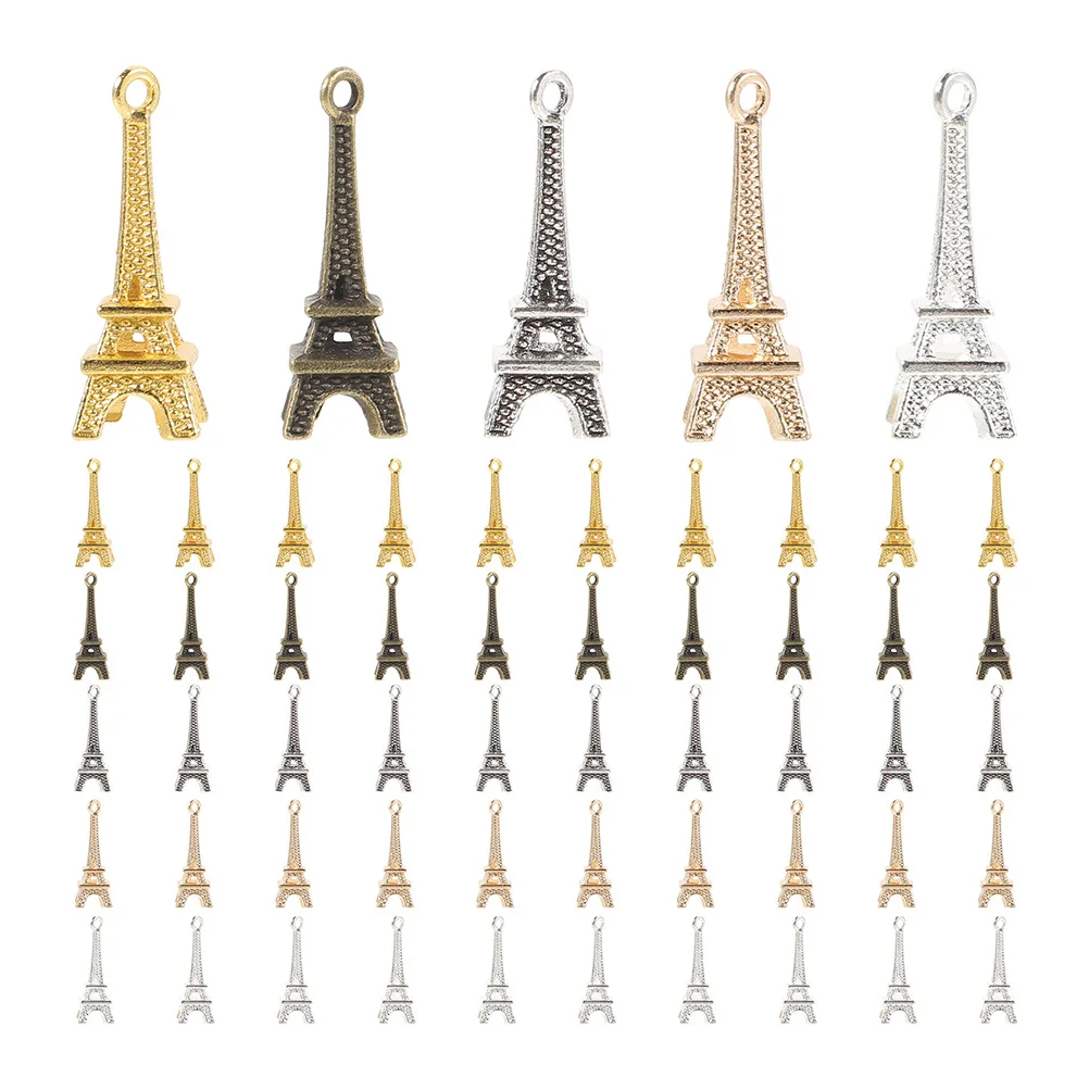 

100Pcs Mini Eiffel Tower Charm Alloy Pendants Vintage DIY Jewelry Making Kit for Keyrings Bag Hanging Decor Retro Craft Supplies