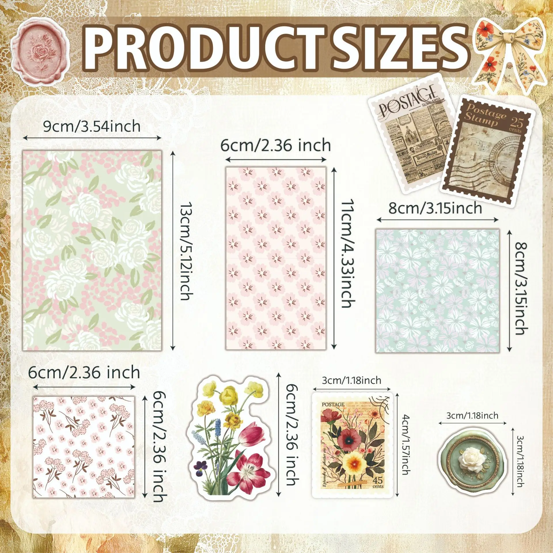 50Pcs Floral Ins Vintage Plant Newspaper Collage Sticker Pack Scrapbook Journaling Sticker Set