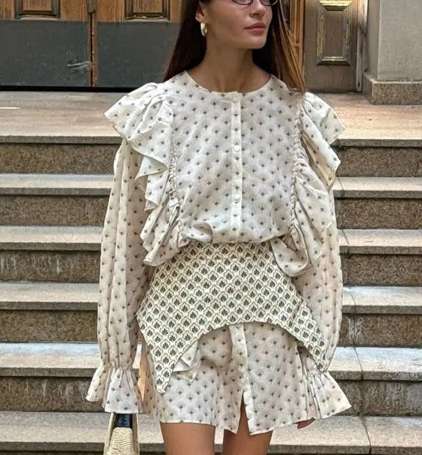 

WXOY Women Mini Dress Ruffle Shoulder Layered Waist Spring Summer Street Fashion Look