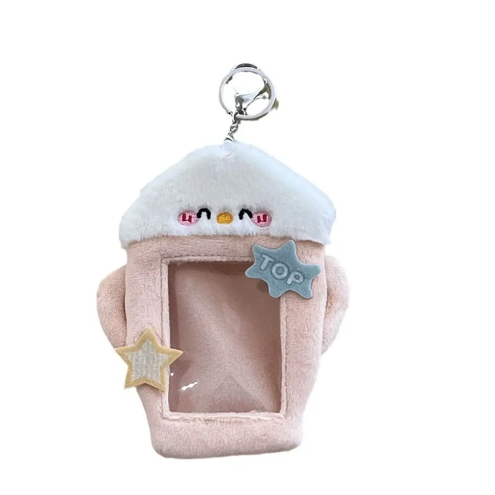 3inch Plush Photocard Holder INS Korean Style Cartoon Card Cover Champion Dog Design with Keychain Bus Card Holder Girl