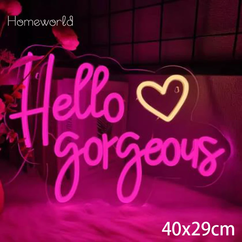 

Hello Gorgeous LED Neon Signs，suitable For Wall Decor, Beauty Room, Wedding Decorations, Powder Room, Bedroom, Clothing Store