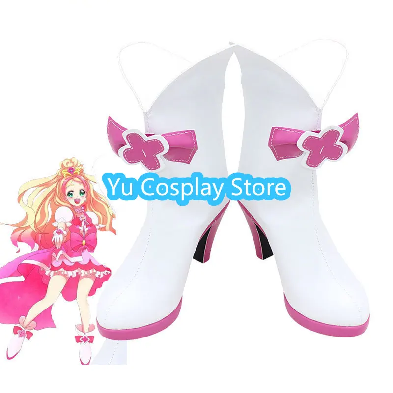 KiraKira Cure Flora Cosplay Shoes Halloween Carnival Boots PU Leather Shoes Cosplay Prop Custom Made