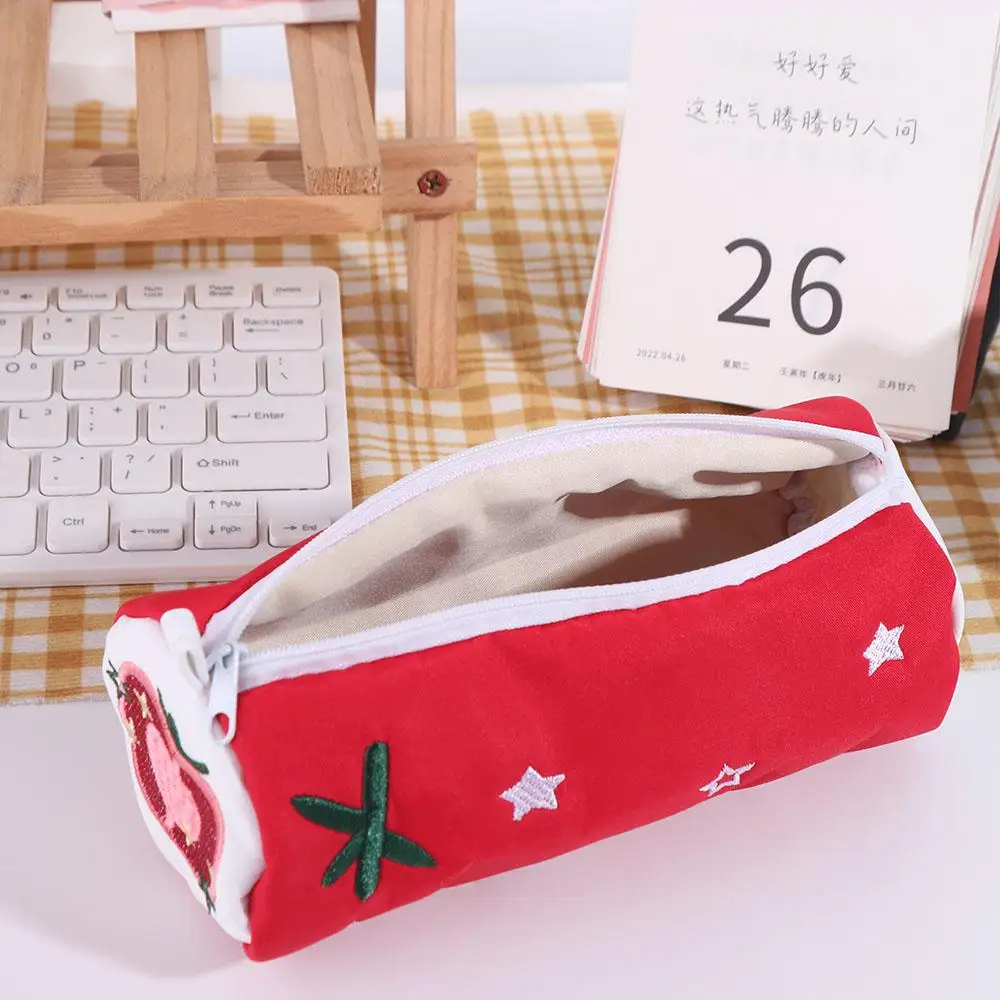Creative Elephant Pencil Case Pouch Tomato Zipper Makeup Lipstick Bag Pillow Shape Large Capacity Desk Storage Bag Students