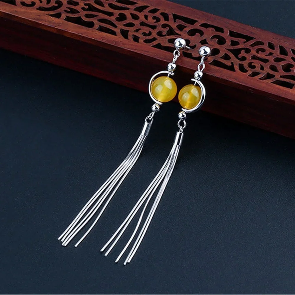 Sterling zilveren oorbelinstellingen voor ronde kralen van 7-9 mm, witgoud verguld 925 zilveren oorbelcomponenten met kwastjes