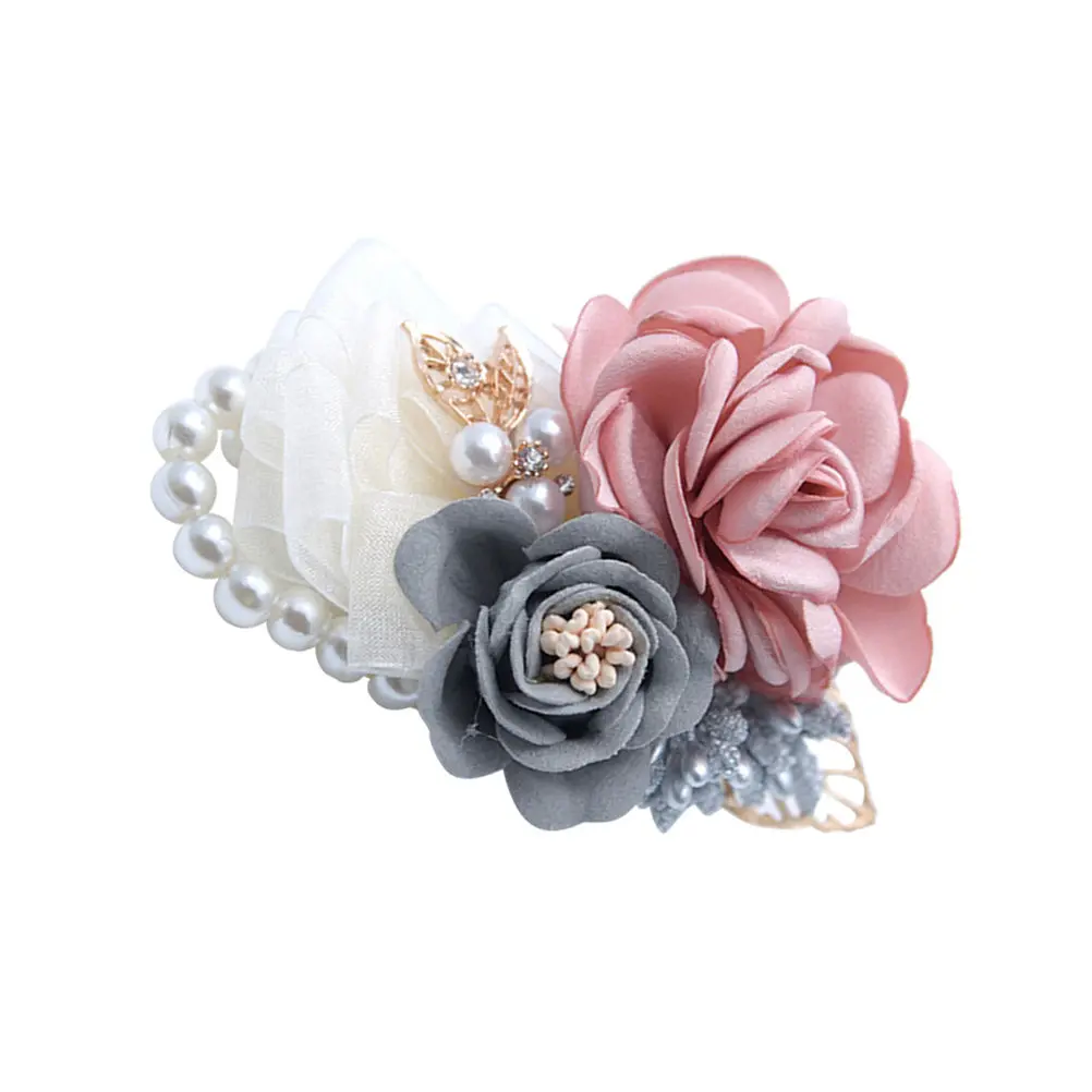 Bridal Wristband Artificial Flower Bracelet Bridesmaid Wedding Bridesmaids Bracelets