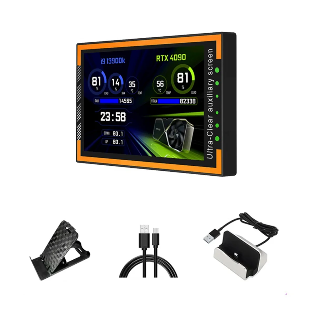 AT87-3.5-Inch IPS TYPE-C Secondary Screen Computer Secondary Screen Monitor for Computer CPU GPU RAM HDD No Use AIDA64 B