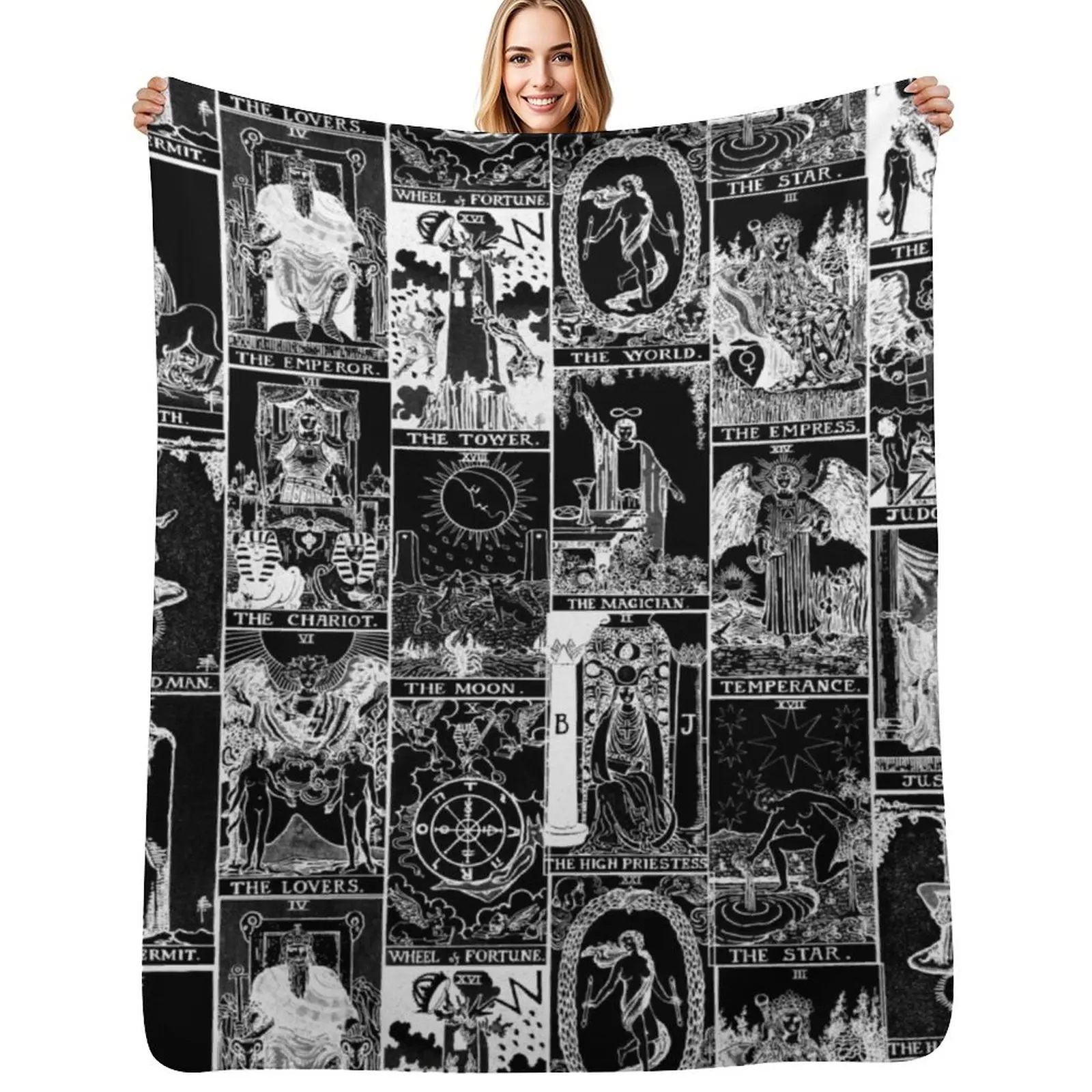 

The Major Arcana of Tarot Patchwork Throw Blanket Custom Soft Beds valentine gift ideas Blanket