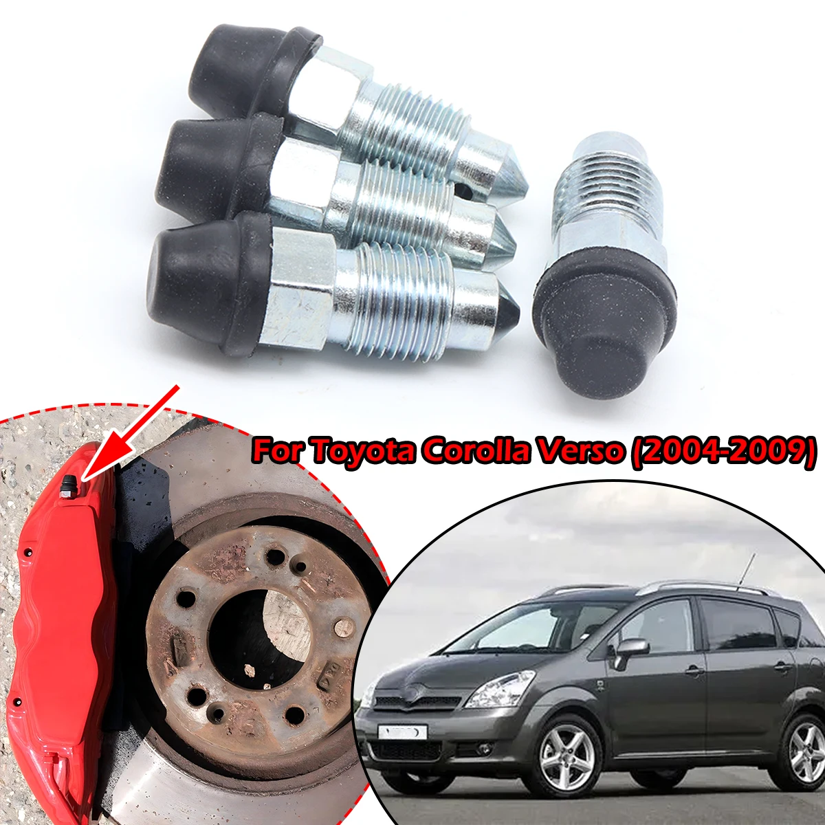 

Front Rear Bleeder Valves Rubber Dust Caps Caliper Bleed Nipple Screw Repair Kit Left Right For Toyota Corolla Verso 2004-2009