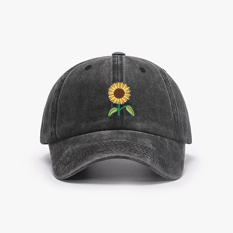 Sunflower Baseball Cap Embroidered Plant Dad Trucker Hat Trendy Washed Vintage Woman Sun Hat Cotton Mom Hats