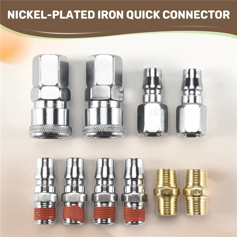 

ABAH-10Pcs 1/4 Inch BSP Air Line Hose Compressor Fitting Connector Coupler Quick Release Pneumatic Parts For Air Tools Hardware