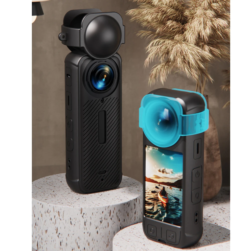 Casing pelindung ponsel insta 360x4, casing pelindung lembut standar, pelindung cangkang silikon karet + tutup lensa Set Fo insta360 x4