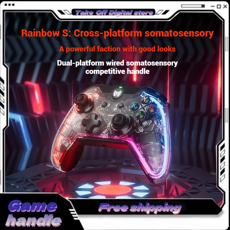 Wired Gamepad Linear Trigger Six-Axis Gyroscope Transparent Body Rgb Light Effect Macro Programming Back Key Computer Switch