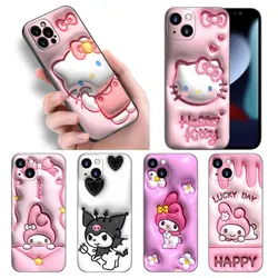 Custodia per telefono rosa Cute Hello Kitty Kuromi per Apple iPhone 12 13 Mini 11 14 15 Pro Max 7 8 Plus X XR XS SE 2020 2022 custodia nera