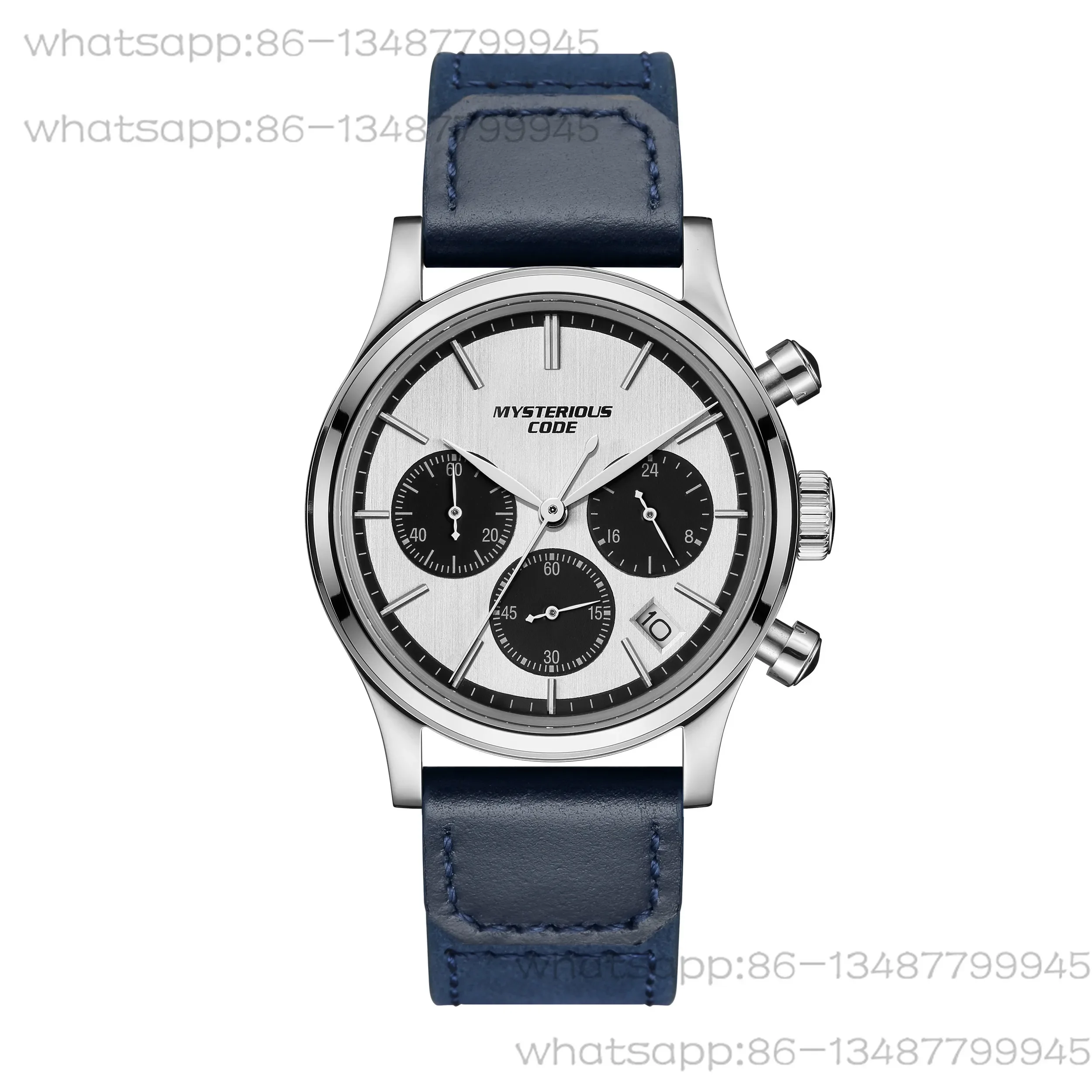 Japan Quartz Timing VK64 Aviation Glass Dress Bubble Mirror Waterproof Stainless Steel Watch Male 38MM