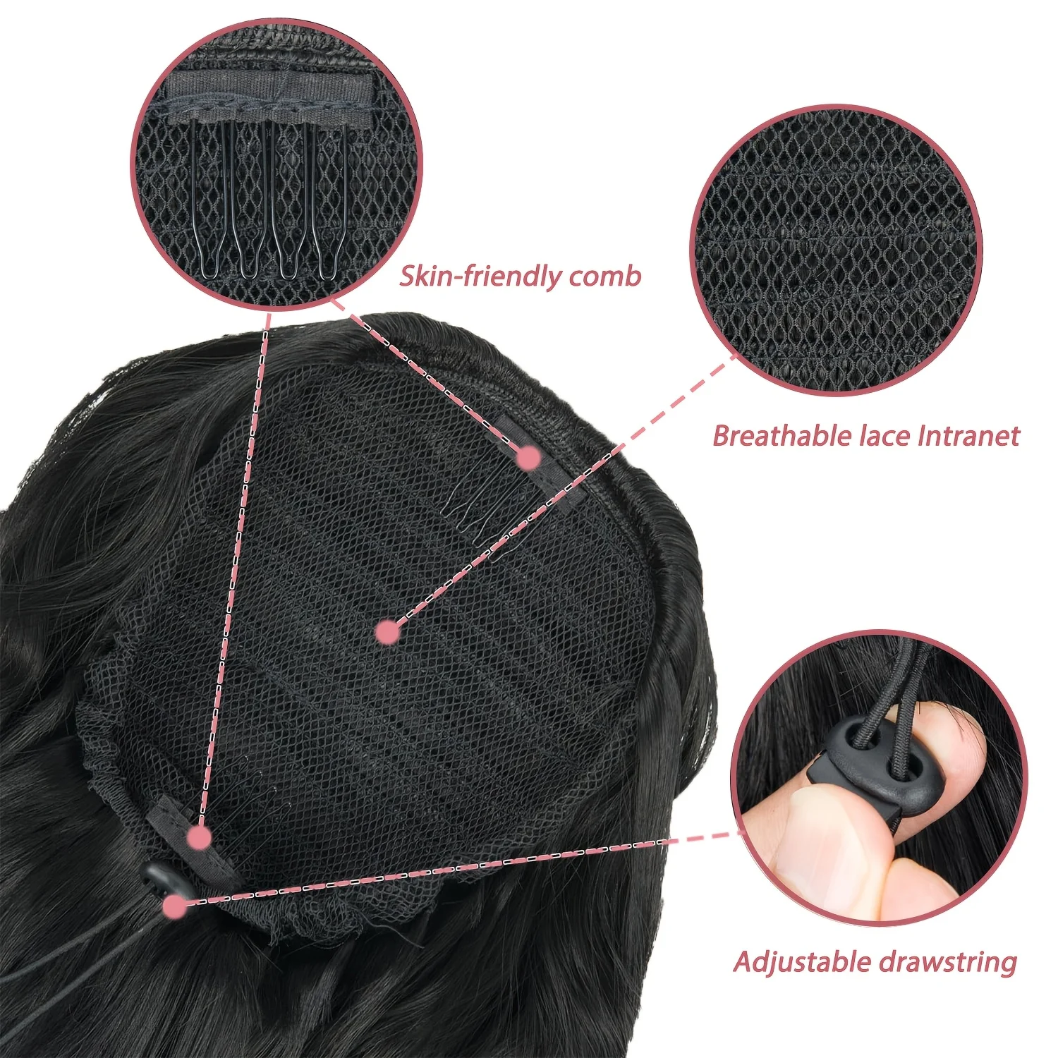 Extensão de rabo de cavalo encaracolado com cordão para mulheres 14/18/22 Polegada sintético longo encaracolado ondulado clipe em rabo de cavalo extensão de cabelo